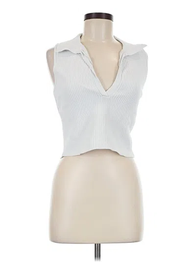Pre-owned Sincerely Jules Tank Top Silver Halter Neckline Tops