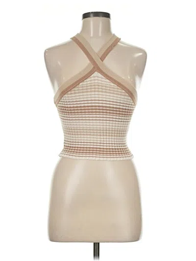 Pre-owned Sincerely Jules Tank Top Tan Halter Neckline Tops