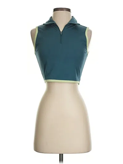 Pre-owned Sincerely Jules Tank Top Teal Collared Neckline Tops In Blue