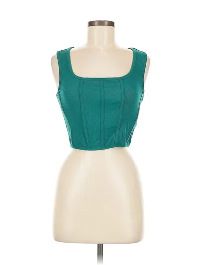 Pre-owned Sincerely Jules Tube Top Teal Square Neckline Tops In Blue