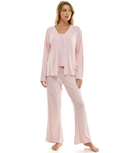Sincerely Jules Women's 3-piece Pointelle Set In Pink