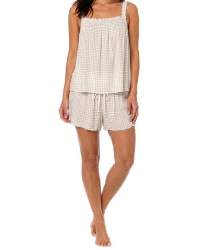 Sincerely Jules Women's Gingham Woven Cami And Shorts Pajama Set In White