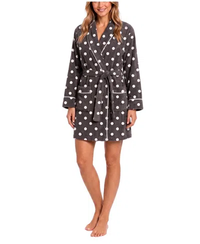 Sincerely Jules Women's Honey Knit Shawl Tie Front Robe In Black