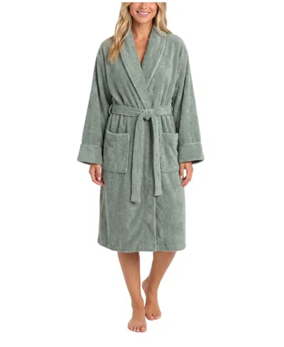 Sincerely Jules Women's Honey Knit Shawl Tie Front Robe In Sage Smoke