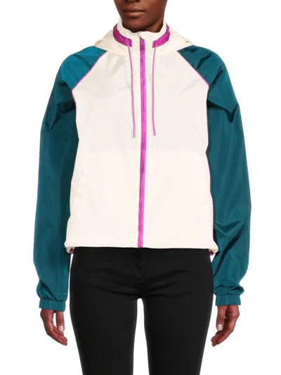 Sincerely Jules Women's Nash Colorblock Nylon Jacket In White Multi