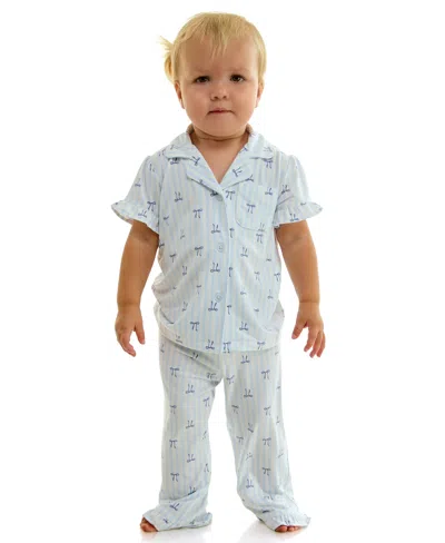 Sincerely Jules Women's Notch Collar Shirt & Pants, 2-piece Set In Blue