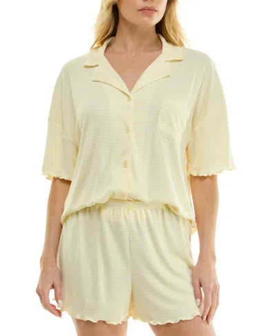 Sincerely Jules Women's Short-sleeve Top And Elastic Waist Shorts, 2-piece Set In Neutral