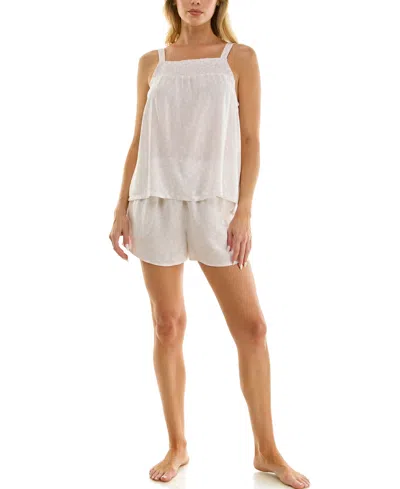 Sincerely Jules Women's Square Neck Cami Top And Pajama Shorts, 2-piece Set In White