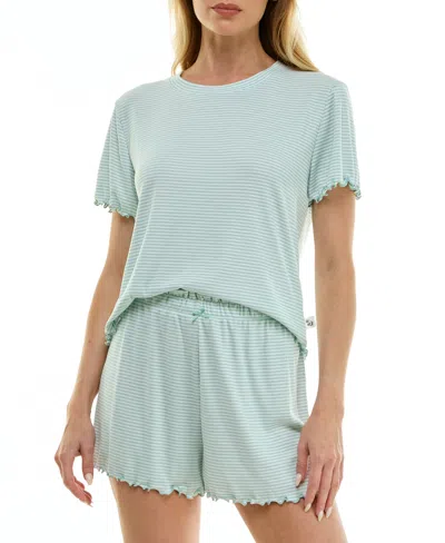 Sincerely Jules Women's Striped Top & Shorts, 2-piece Set In Green