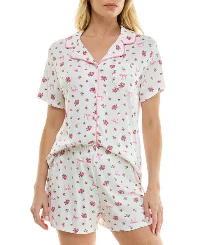 Sincerely Jules Women's Wonder Rib Notch Collar Top & Shorts, 2-piece Set In White