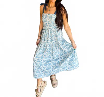 Sincerely Ours Alexa Dress In Blue Jungle Toile