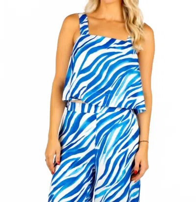 Sincerely Ours Brandee Zebra Printed Top In Blue