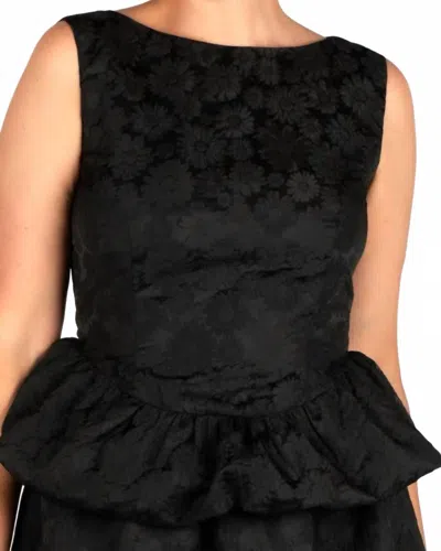 Sincerely Ours Brocade Peplum Top In Black