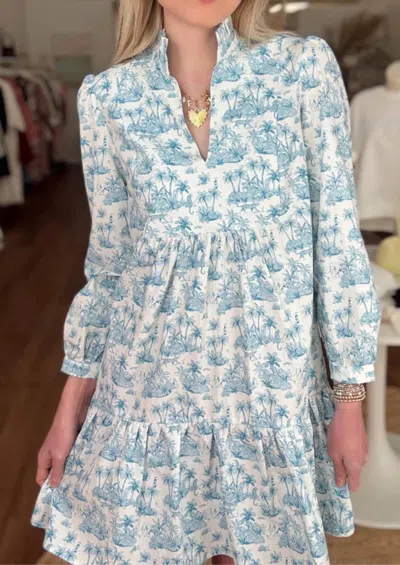 Sincerely Ours Claire Midi Dress In Blue Toile In Multi