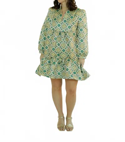 Sincerely Ours Claire Tile Jacquard Mini Dress In Multicolor