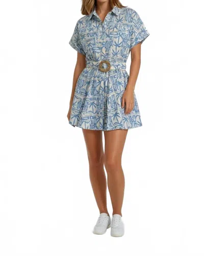 Sincerely Ours Coastal Postcard Belted Mini Dress In Tide Tile In Multi
