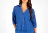 Sincerely Ours Collared Button Down Top In Blue