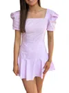 Sincerely Ours Emma Puff Sleeves Romper In Lavender In Purple