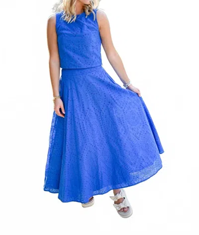 Sincerely Ours Eyelet Skirt Set In Royal Blue