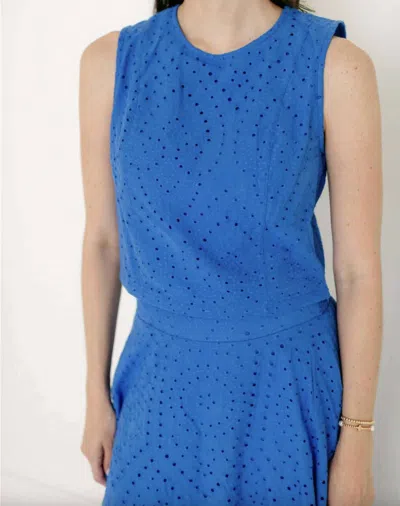 Sincerely Ours Eyelet Sleeveless Top In Cobalt In Blue