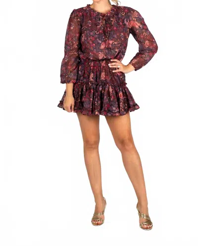 Sincerely Ours Freya Floral Mini Dress In Purple/red In Brown