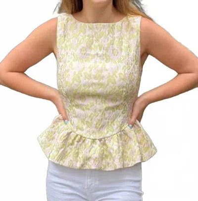 Sincerely Ours Garden Party Peplum Top In Pink In Green