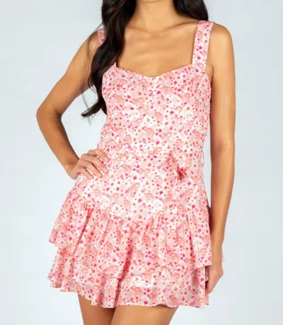 Sincerely Ours Hailey Flutter Sleeve Romper In Tiger Orchid In Pink