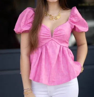 Sincerely Ours Leather Gaby Top In Barbie Pink
