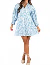 Sincerely Ours Leopard Poplin Park Dress In Blue