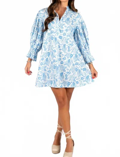 Sincerely Ours Leopard Poplin Dress In Blue