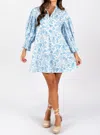 Sincerely Ours Leopard Poplin Park Dress In Blue In Blue