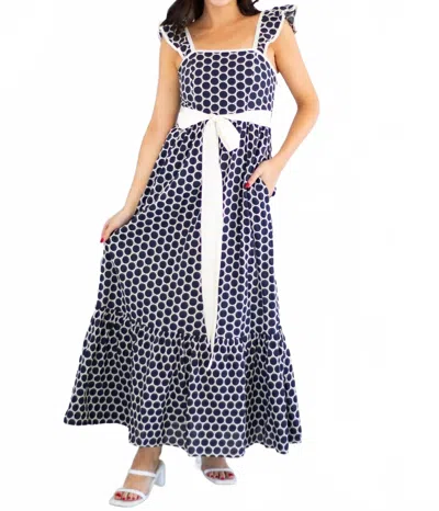 Sincerely Ours Marine Dot Maxi Dress In Navy In Blue