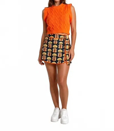 Sincerely Ours Miranda Sleeveless Cable Sweater Vest In Orange