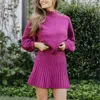 Sincerely Ours Mock Neck Ribbed Sweater In Berry