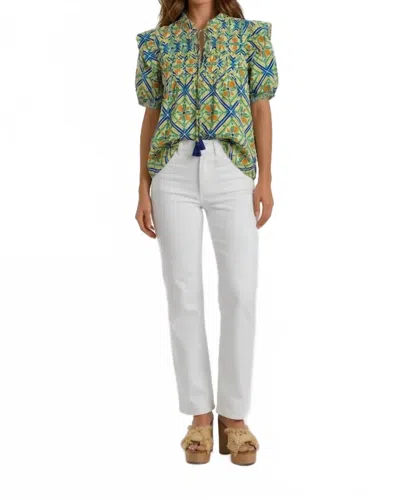 Sincerely Ours Nora Puff Sleeve Top In Almafi Bloom In Multi