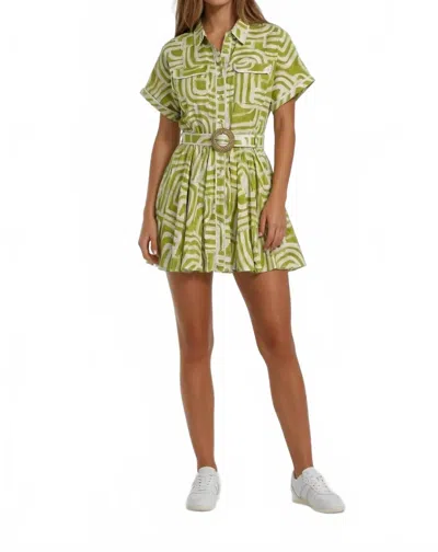 Sincerely Ours Olive Belted Mini Dress In Matcha Maze In Green