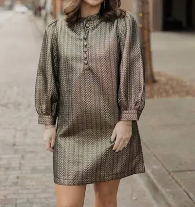 Sincerely Ours Party Jacquard Mini Dress In Maeve Gold In Gray