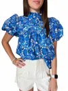 Sincerely Ours Peonies Brody Top In Blue Mix In Blue
