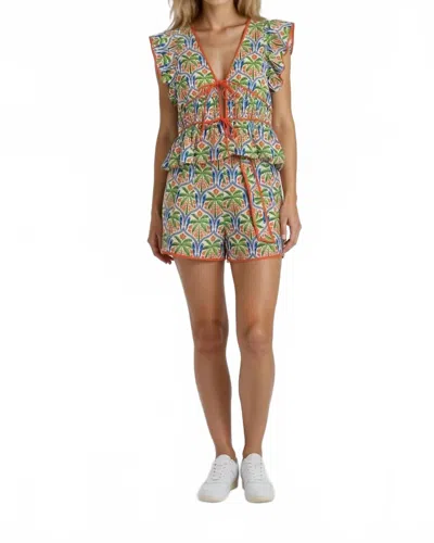 Sincerely Ours Peplum Top With Front Ties In Coconut Grove In Multi