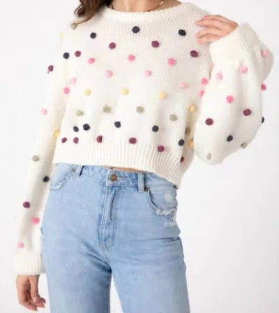 Sincerely Ours Rainbow Pop Sweater In White