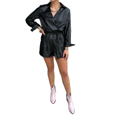 Sincerely Ours Roni Faux Leather Romper In Black