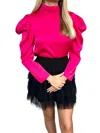 SINCERELY OURS ROSIE LONG SLEEVE TOP IN FUCHSIA
