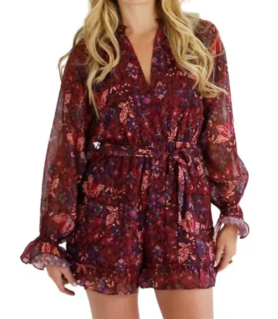 Sincerely Ours Ruffle Romper In Midnight Floral In Multi