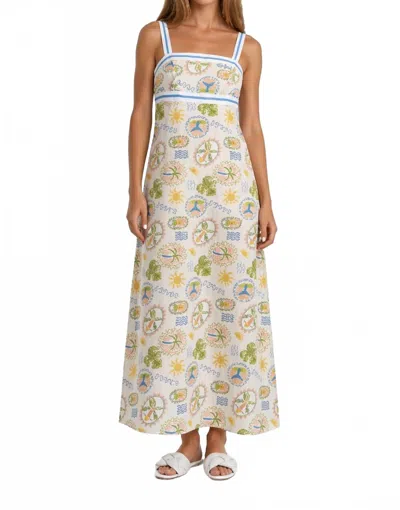 Sincerely Ours Seaside Scribbles Maxi Dress In Taupe In Green