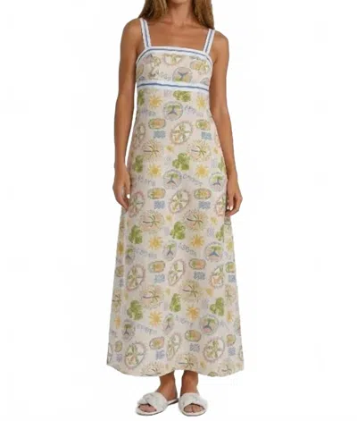 Sincerely Ours Seaside Scribbles Maxi Dress In White Multi