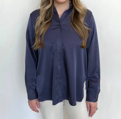 Sincerely Ours Smoke Long Sleeve Top In Navy Blue