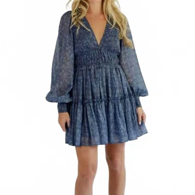 Sincerely Ours Starry Night Margot Long Sleeve Mini Dress In Blue Multi