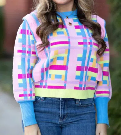 Sincerely Ours Sweetheart Sweater In Rainbow Plaid In Multi