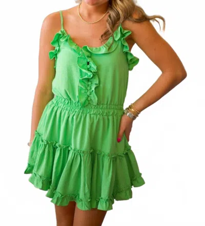 Sincerely Ours Tropicana Ruffle Mini Dress In Green