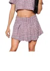 Sincerely Ours Tweed Mini Skort In Purple Pink